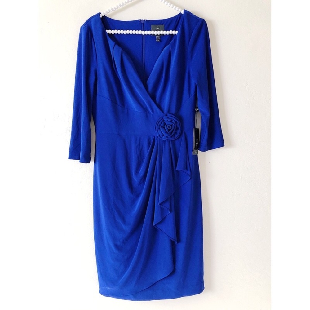 ADRIANNA PAPELL 3/4 Sleeve Lap Over Dress | Sz 6